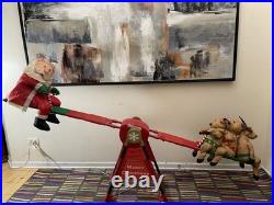 Vintage 6ft Holiday Time Santa & 3 Reindeer Teeter Totter/Seesaw Animation Decor