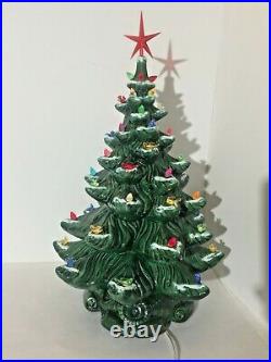 Vintage 70′s Atlantic Mold 23 Ceramic Green Christmas Tree Birds & Lights Pegs