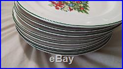 Vintage Alco Industries Christmas Tree Set of 8 pc 10 Dinner Plates Lot China