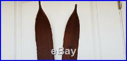 Vintage Antique Pointed Wooden Skis patina leather straps HOLIDAY SEASONAL DECOR