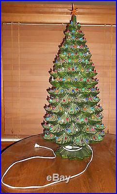 Vintage Atlantic Mold Ceramic Lighted Christmas Tree 34 Three Pieces