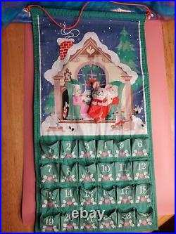 Vintage Avon Advent Calendar Fabric With Mouse Countdown To Christmas Withflaws