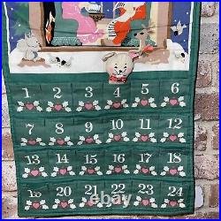 Vintage Avon Christmas Advent Fabric Calendar Countdown Santa WITH MOUSE