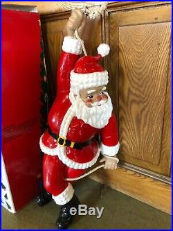 Vintage Barcana Santa Claus On A Rope Molded Fiberglass Indoor Outdoor Decor 28