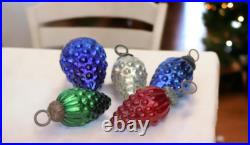 Vintage Blue Glass Kugel Christmas Ornaments Timeless Grapes Adorned Charm