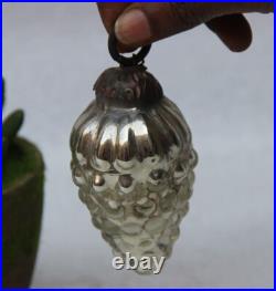 Vintage Blue Glass Kugel Christmas Ornaments Timeless Grapes Adorned Charm