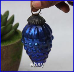 Vintage Blue Glass Kugel Christmas Ornaments Timeless Grapes Adorned Charm