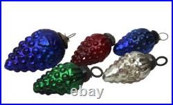 Vintage Blue Glass Kugel Christmas Ornaments Timeless Grapes Adorned Charm