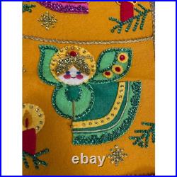 Vintage Bucilla Christmas Card Holder 3 Angel Pockets Felt Sequin NOEL 30 MCM