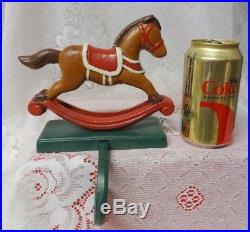 Vintage Cast Iron Rocking Horse Mantel Hook Christmas Stocking Holder Hanger
