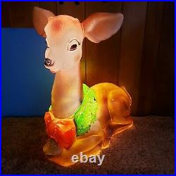 Vintage Christmas 27 Poloron Lighted Blow Mold Fawn Baby Deer Reindeer