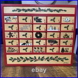 Vintage Christmas L. L. Bean Advent Calendar Wood 1990′s original box for storage