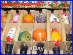 Vintage Christmas Lights Glass Bulbs Boxed OLD lantern Santa Snowman Heart