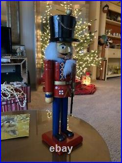 Vintage Christmas Nutcracker Wood Carved Wooden Soldier Full Sized Old 14