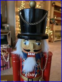 Vintage Christmas Nutcracker Wood Carved Wooden Soldier Full Sized Old 14