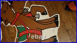 Vintage Christmas Santa Sleigh Reindeer Plastic Yard Sign Art Vintage Christmas Santa Sleigh Reindeer Plastic Yard Sign Art