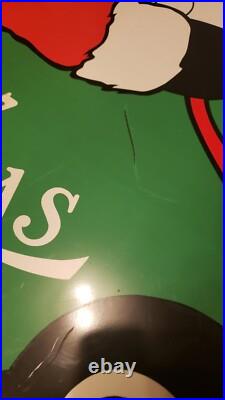 Vintage Christmas Santa Sleigh Reindeer Plastic Yard Sign Art Vintage Christmas Santa Sleigh Reindeer Plastic Yard Sign Art