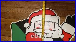 Vintage Christmas Santa Sleigh Reindeer Plastic Yard Sign Art Vintage Christmas Santa Sleigh Reindeer Plastic Yard Sign Art