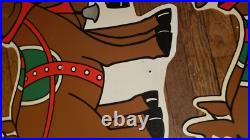 Vintage Christmas Santa Sleigh Reindeer Plastic Yard Sign Art Vintage Christmas Santa Sleigh Reindeer Plastic Yard Sign Art