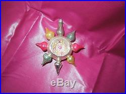 Vintage Christmas Tree Fancy Rare Ornament Blown Glass Multi Colored indent 4.5