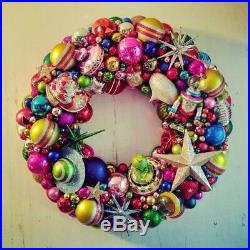 Vintage Christmas Wreath, Shiny Brite, German, Poland Ornaments, MADE TO ORDER