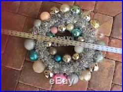 Vintage Christmas ornament wreath 19 Inch 21715 Shiny Brite Pink Cottage Germany