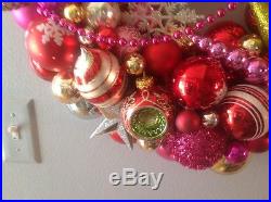 Vintage Christmas ornament wreath. Approx. 21 diameter