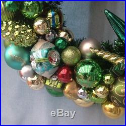 Vintage Christmas ornament wreath. Approx. 21 diameter