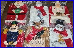 Vintage Costco Christmas Holiday Chair Covers Set Of 6 3D Aplique Plush Rare