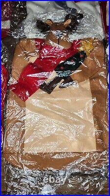 Vintage Costco Christmas Holiday Chair Covers Set Of 6 3D Aplique Plush Rare