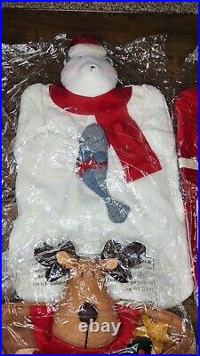 Vintage Costco Christmas Holiday Chair Covers Set Of 6 3D Aplique Plush Rare