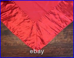 Vintage Crate & Barrel Long Red Linen Tablecloth Jewel-Toned Trim
