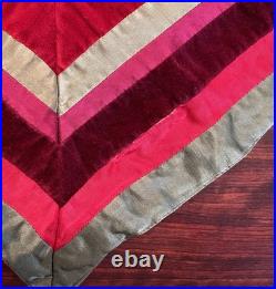 Vintage Crate & Barrel Long Red Linen Tablecloth Jewel-Toned Trim