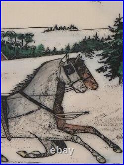 Vintage Currier & Ives Winter Road Etched Resin Art Wall Decor in 17x15 Frame