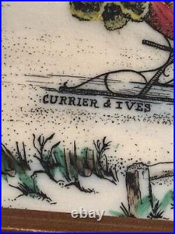 Vintage Currier & Ives Winter Road Etched Resin Art Wall Decor in 17x15 Frame