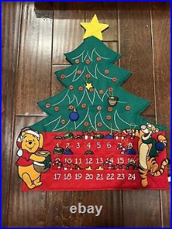 Vintage Disney Winnie the Pooh & Tigger Felt Advent Calendar 29x 20 Hanging