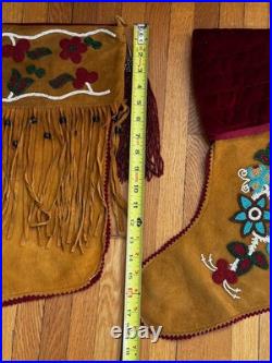 Vintage Double D Ranchwear Suede Velvet Beaded Christmas Stockings. NWOT