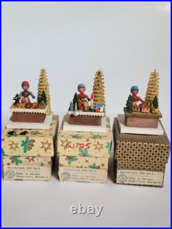 Vintage Dregeno GDR Erzgebirge Market Stall Set of 3 with Original Boxes Christmas