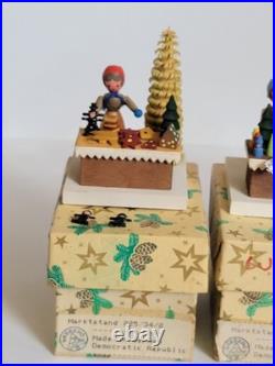 Vintage Dregeno GDR Erzgebirge Market Stall Set of 3 with Original Boxes Christmas