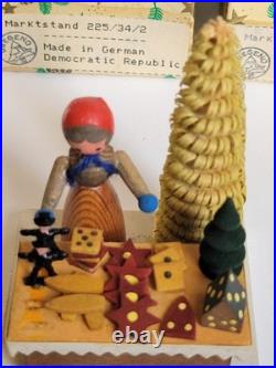 Vintage Dregeno GDR Erzgebirge Market Stall Set of 3 with Original Boxes Christmas