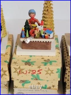 Vintage Dregeno GDR Erzgebirge Market Stall Set of 3 with Original Boxes Christmas