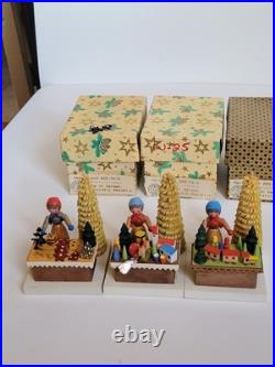 Vintage Dregeno GDR Erzgebirge Market Stall Set of 3 with Original Boxes Christmas