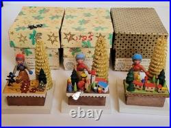 Vintage Dregeno GDR Erzgebirge Market Stall Set of 3 with Original Boxes Christmas
