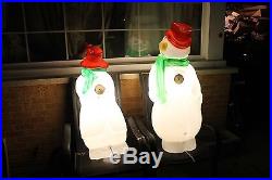 Vintage Empire 46 snowman and matching Mrs snowwoman lighted blowmold Christmas