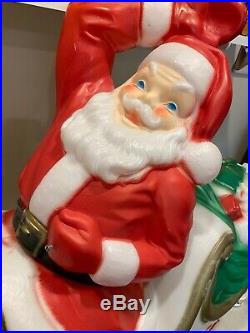 Vintage Empire Santa in Sleigh Lighted Blow Mold Christmas Yard Decor Lawn