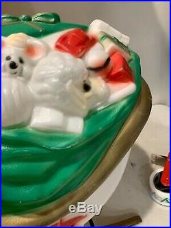 Vintage Empire Santa in Sleigh Lighted Blow Mold Christmas Yard Decor Lawn