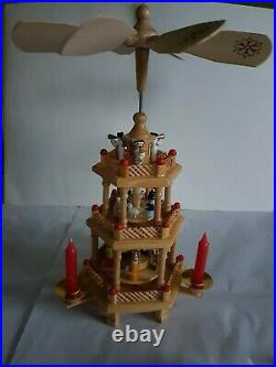 Vintage Erzgebirge Christmas Pyramid Weinachts Wood Tower Nativity BNIB 3 stages