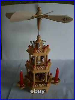 Vintage Erzgebirge Christmas Pyramid Weinachts Wood Tower Nativity BNIB 3 stages
