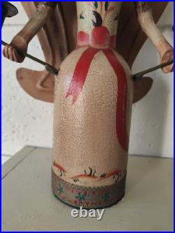 Vintage Erzgebirge Style German Wooden Angel Candle Holders Folk Art Christmas