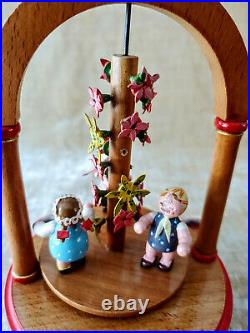 Vintage German Erzgebirge WOODEN MAYPOLE 4 Light Candle Carousel Flower Pole